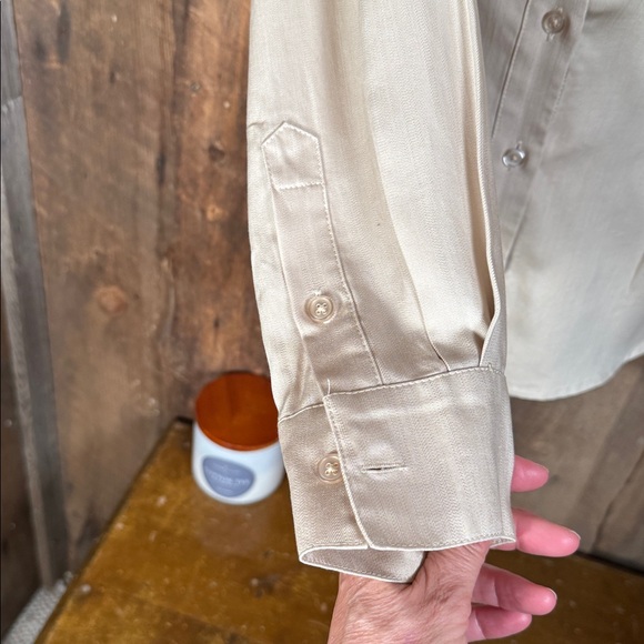 INC International Concepts Beige Button Down Shirt with Embellishments - Picture 5 of 11